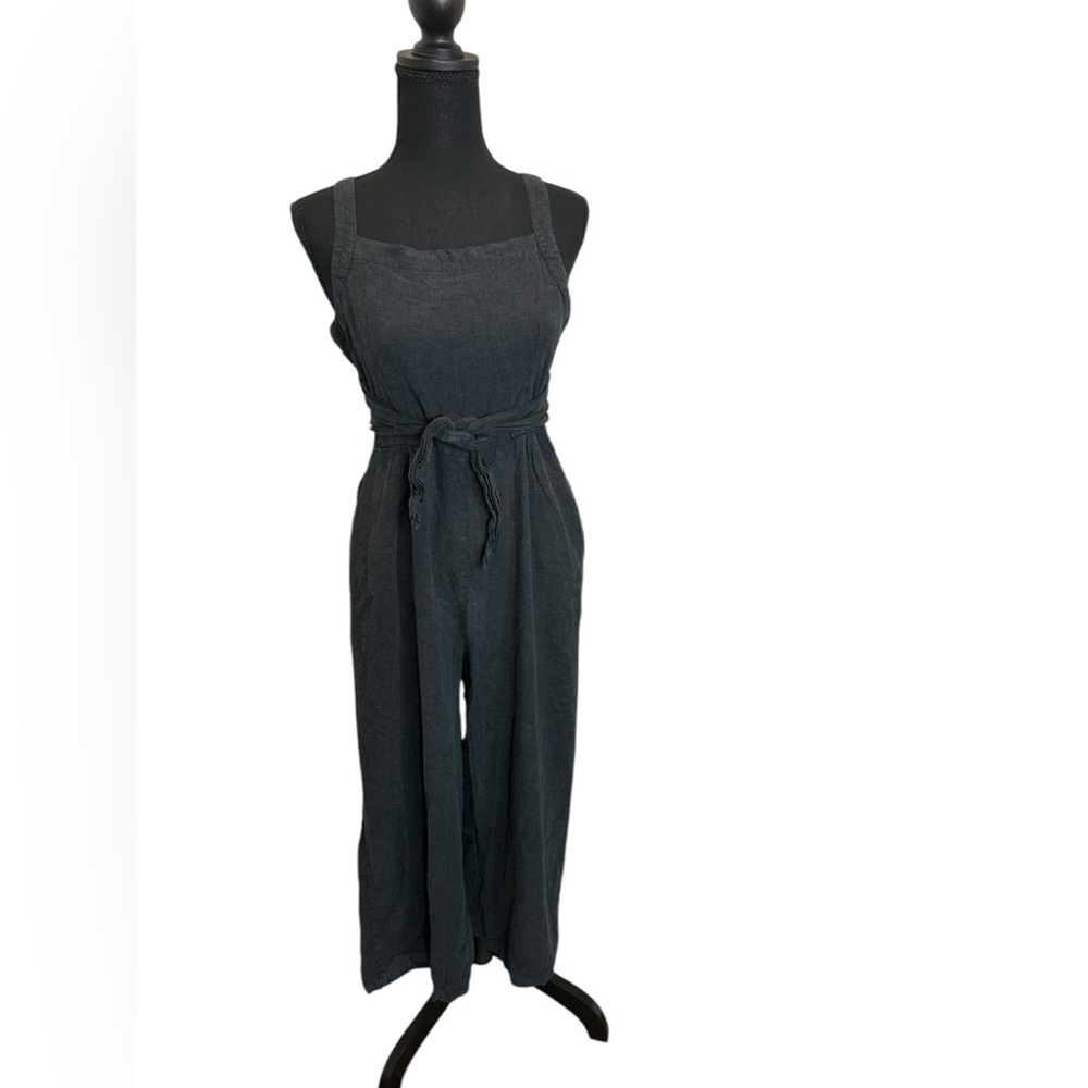 Thread & Supply‎ vintage black wash linen blend square neck romper size S